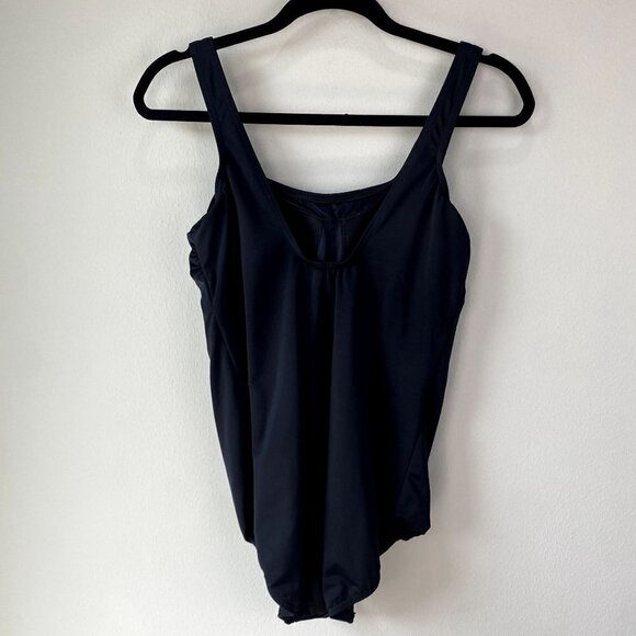 Lands End Tank One Piece Swimsuit Black 12 - Picture 9 of 9